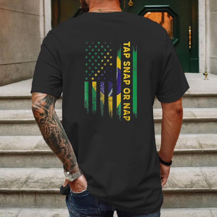 Tap Snap Or Nap Jiu Jitsu Bjj Brazil Us Flag Mens Back Print T-shirt Gifts for Men