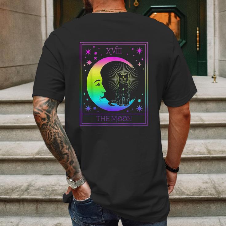 Tarot Card Crescent Moon And Cat Pastel Goth Mens Back Print T-shirt Gifts for Men