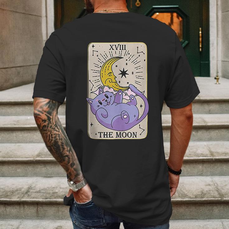 Tarot Card The Moon Xviii Kawaii Goth Pastel Cat Mystical Mens Back Print T-shirt Gifts for Men