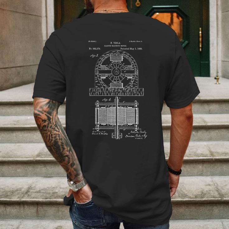 Tesla Electromagnetic Motor Mens Back Print T-shirt Gifts for Men