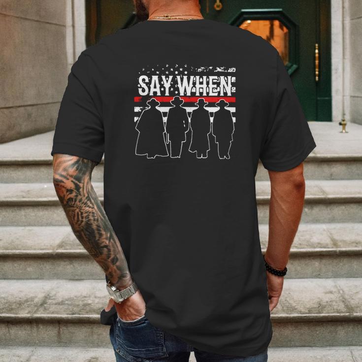 Tombstone Say When American Flag Mens Back Print T-shirt Gifts for Men