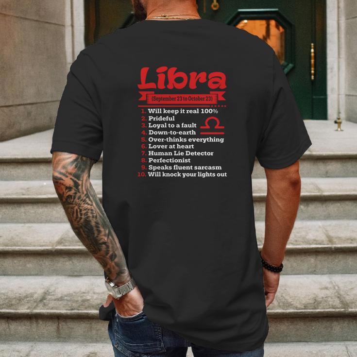 Top Ten Signs To Spot True Libra Red Color Mens Back Print T-shirt Gifts for Men