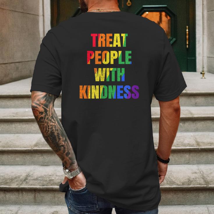 Treat People With Kindness Queer Lgbtq Love Equality Bi Mens Back Print T-shirt Gifts for Men