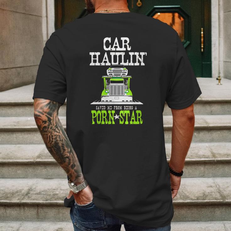 Truck Driver Car Hauler Porn Star Mens Back Print T-shirt Gifts for Men