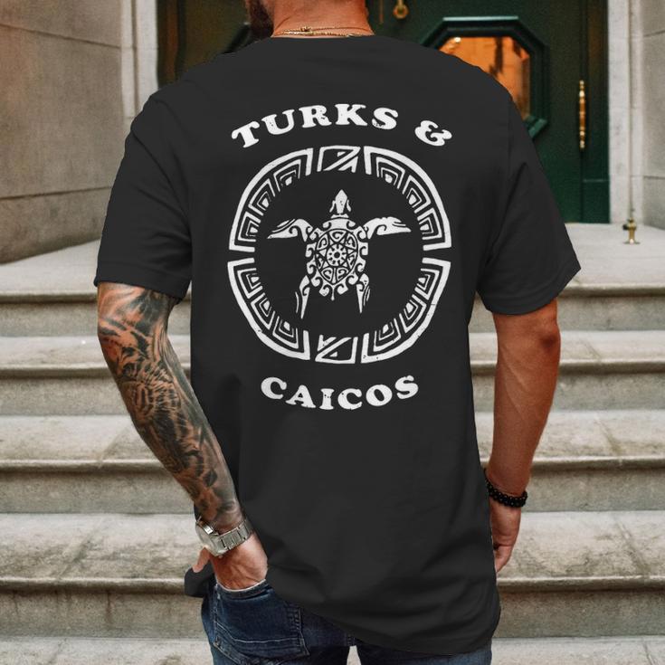 Turks & Caicos Retro Vintage Tribal Turtle Vacation Gift Mens Back Print T-shirt Gifts for Men