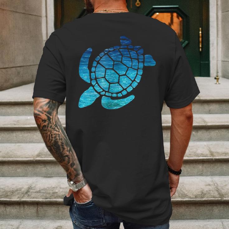 Turtle Lovers Blue Aqua Colors BeachCutes Mens Back Print T-shirt Gifts for Men