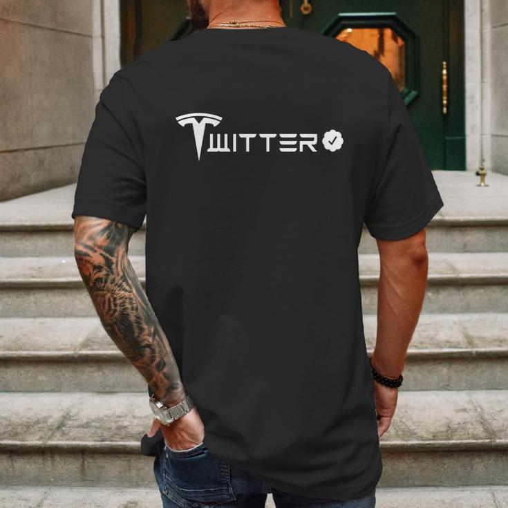 Twitter And Tesla Combined Logo Mens Back Print T-shirt Gifts for Men