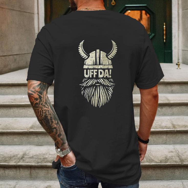 Uff Da Norwegian Quote Scandinavian Viking Helmet Beard Man Mens Back Print T-shirt Gifts for Men