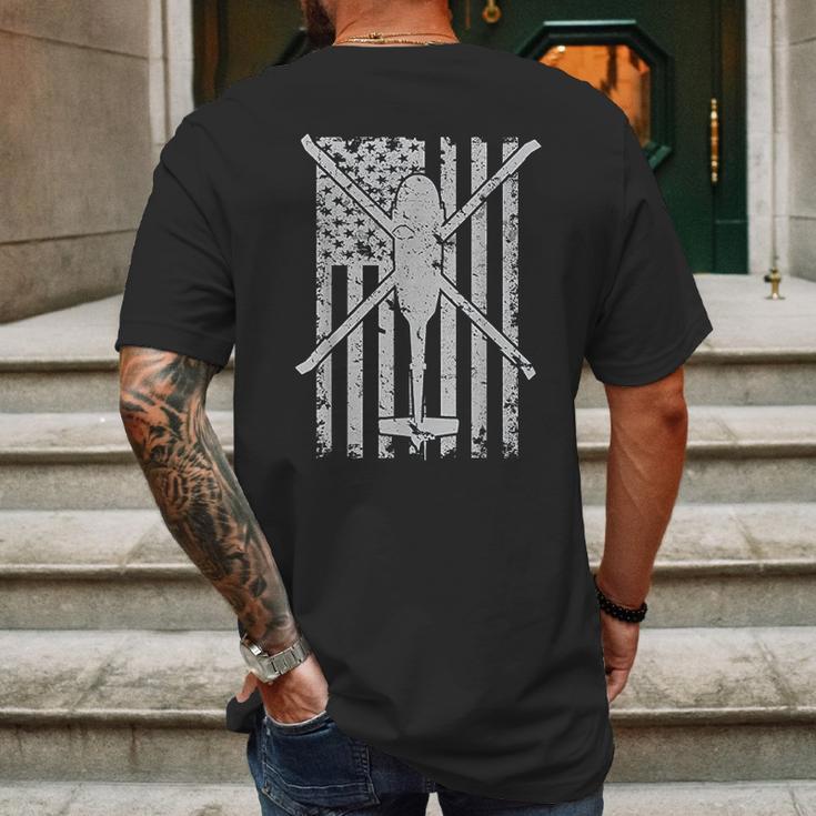 Uh60 Black Hawk Military Helicopter Patriotic Flag Mens Back Print T-shirt Gifts for Men