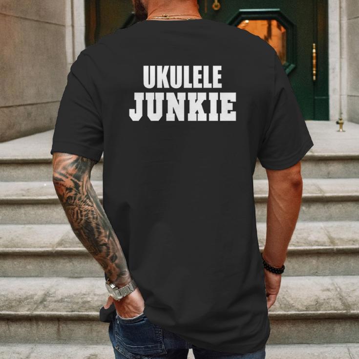 Ukulele Junkie Mens Back Print T-shirt Gifts for Men