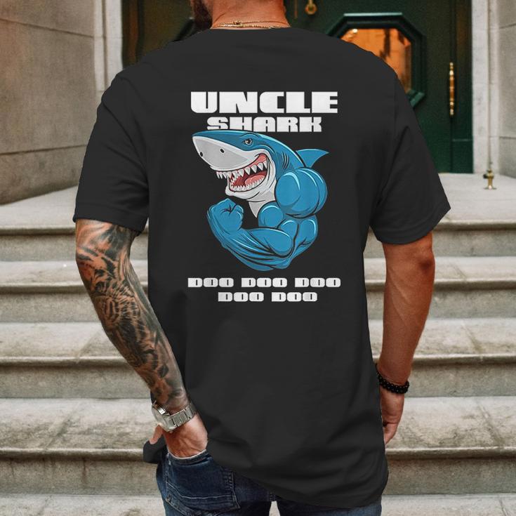 Uncle Shark Doo Doo Doo Mens Back Print T-shirt Gifts for Men