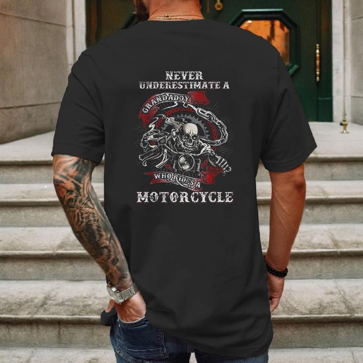 Never Underestimate A Grandaddy With A Motorcycle Mens Back Print T-shirt Gifts for Men