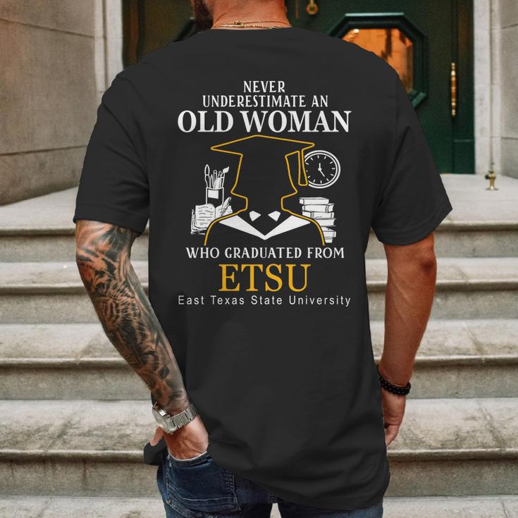 Never Underestimate An Old Man Who Graduated From East Texas State University Mens Back Print T-shirt Gifts for Men