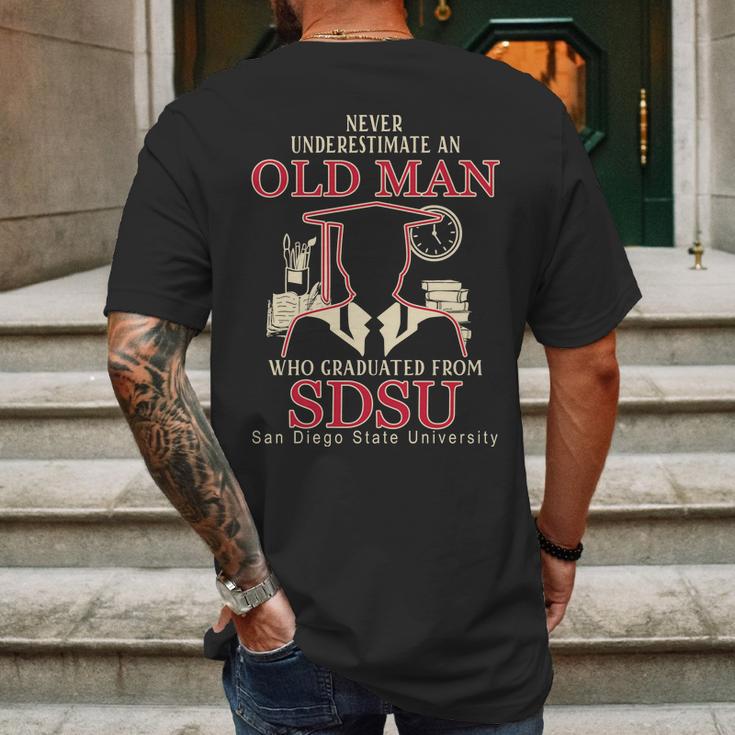 Never Underestimate An Old Man Who Graduated From San Diego State University Mens Back Print T-shirt Gifts for Men