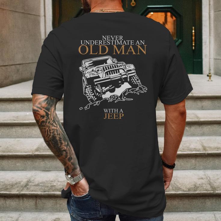 Never Underestimate An Old Man Jeep S Mens Back Print T-shirt Gifts for Men