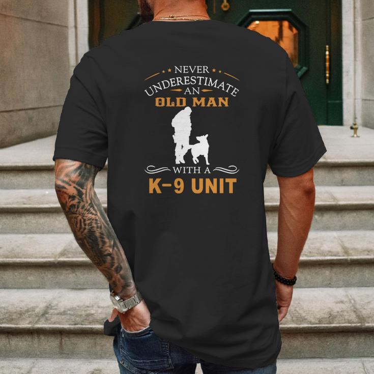 Never Underestimate An Old Man With A K9 Unit Mens Back Print T-shirt Gifts for Men