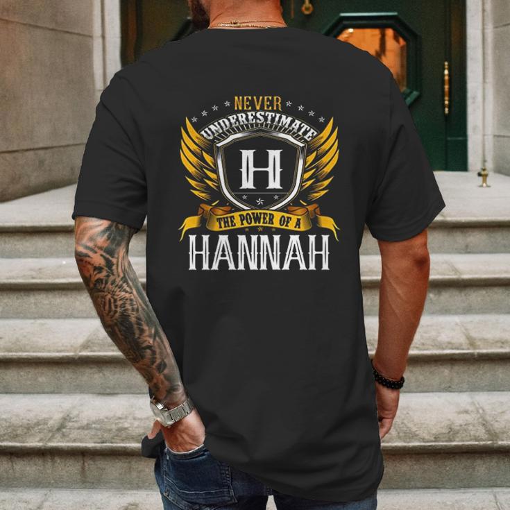 Never Underestimate The Power Of A Hannah Mens Back Print T-shirt Gifts for Men