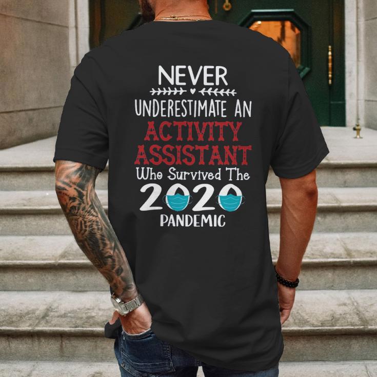 Never Underestimate Who Survived The Pandemic Activity Assistant Mens Back Print T-shirt Gifts for Men