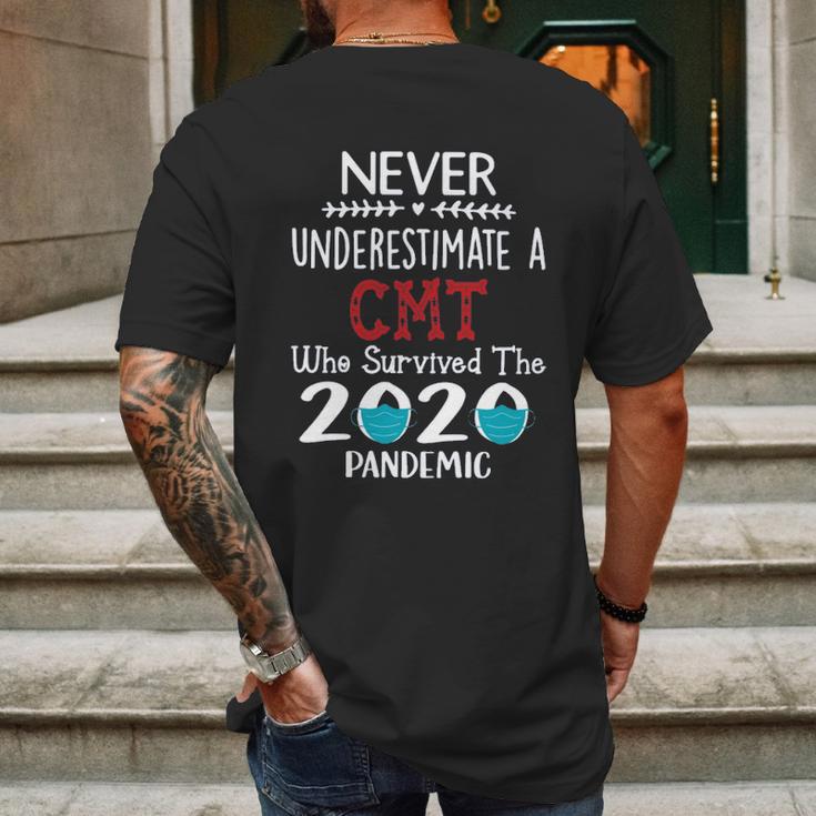 Never Underestimate Who Survived The Pandemic Cmt Mens Back Print T-shirt Gifts for Men