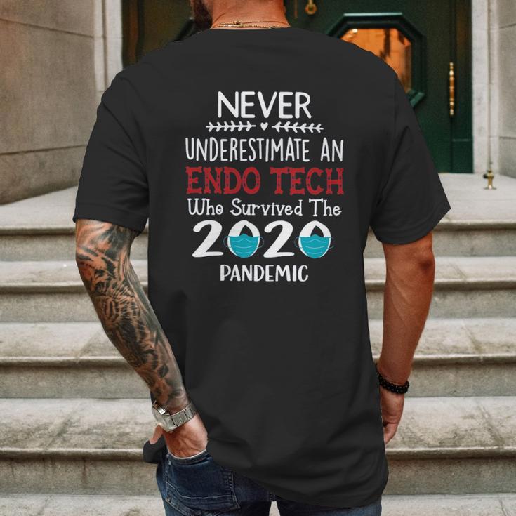 Never Underestimate Who Survived The Pandemic Endo Tech Mens Back Print T-shirt Gifts for Men