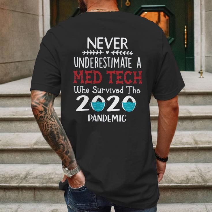 Never Underestimate Who Survived The Pandemic Medical Technician Mens Back Print T-shirt Gifts for Men