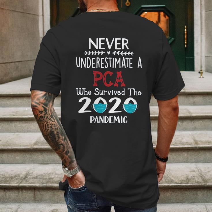 Never Underestimate Who Survived The Pandemic Pca Mens Back Print T-shirt Gifts for Men