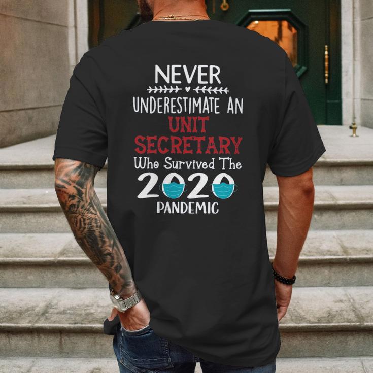 Never Underestimate Who Survived The Pandemic Sterile Unit Secretary Mens Back Print T-shirt Gifts for Men