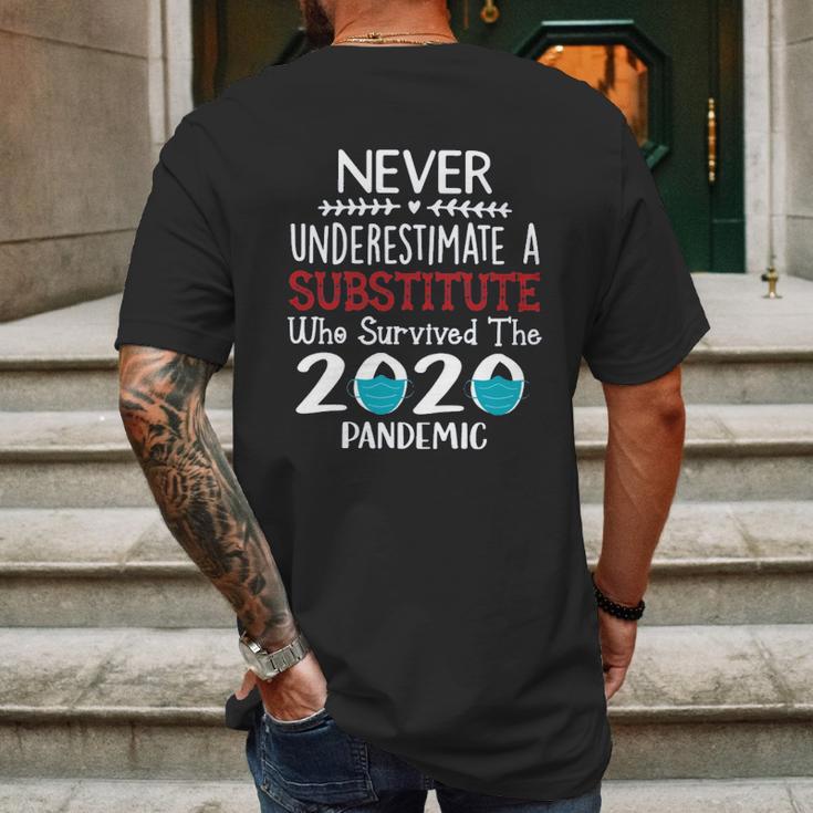 Never Underestimate Who Survived The Pandemic Substitute Mens Back Print T-shirt Gifts for Men