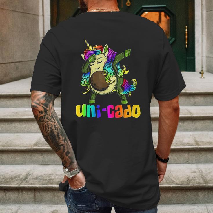 Uni Cado Dabbing Unicorn Avocado Mens Back Print T-shirt Gifts for Men