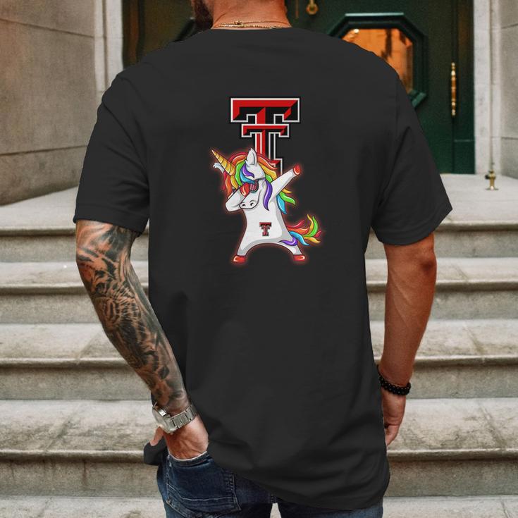 Unicorn Dabbing Texas Tech Fan Mens Back Print T-shirt Gifts for Men