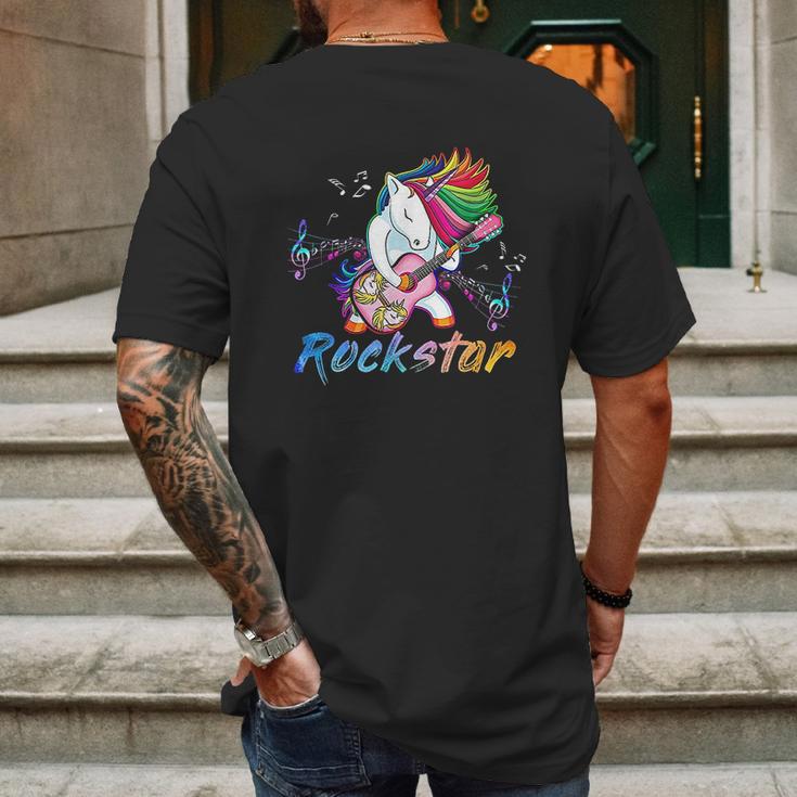 Unicorn Rock Star Guitar Rockin Mens Back Print T-shirt Gifts for Men