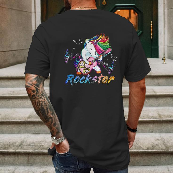 Unicorn Rock Star Guitar Rocking Music Singer Mens Back Print T-shirt Gifts for Men