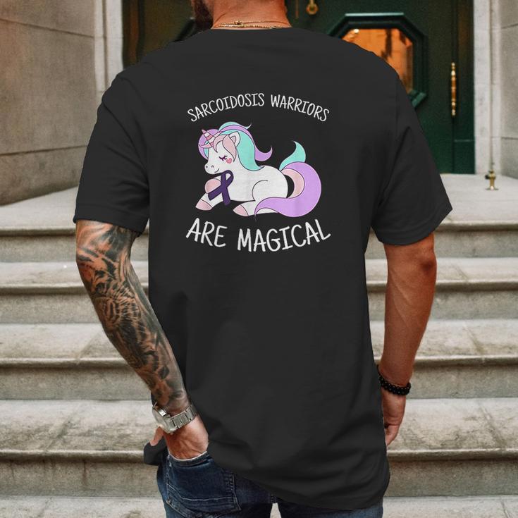 Unicorn Sarcoidosis Awareness Gift Sarcoidosis Warrior Mens Back Print T-shirt Gifts for Men