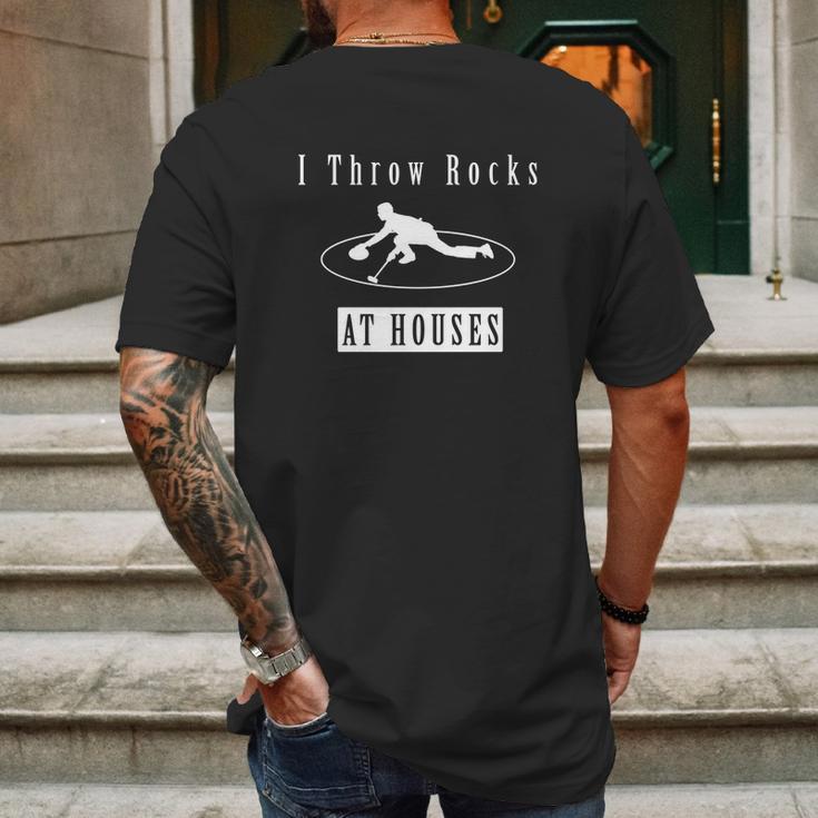 Unisex - I Throw Rocks At Houses - Funny Curling T-Shirt Mens Back Print T-shirt Gifts for Men