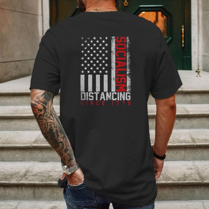 Usa Flag Socialism Distancing Since 1776 Mens Back Print T-shirt Gifts for Men