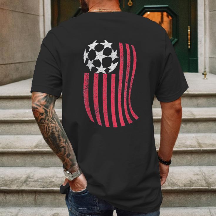 Usa National Flag With Soccer Ball Distressed Gift Mens Back Print T-shirt Gifts for Men