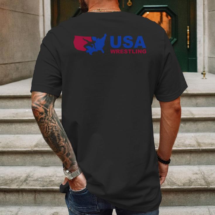 Usa Wrestling Mens Back Print T-shirt Gifts for Men