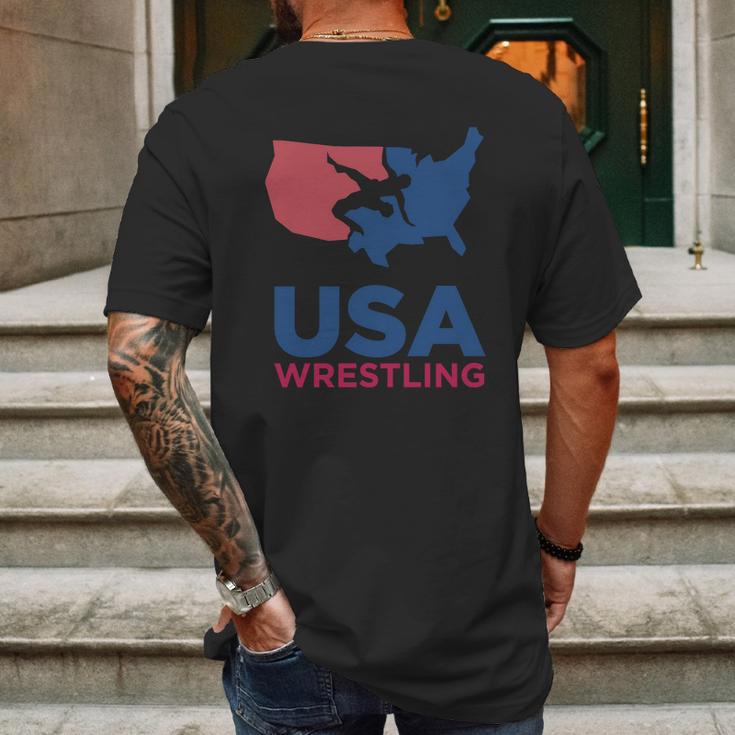 Usa Wrestling Eroded Mens Back Print T-shirt Gifts for Men