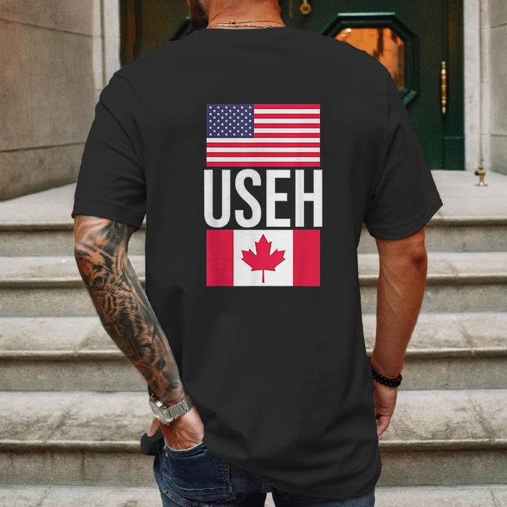 Useh American Pride Us Flag Canadian Flag Gift Canada Mens Back Print T-shirt Gifts for Men