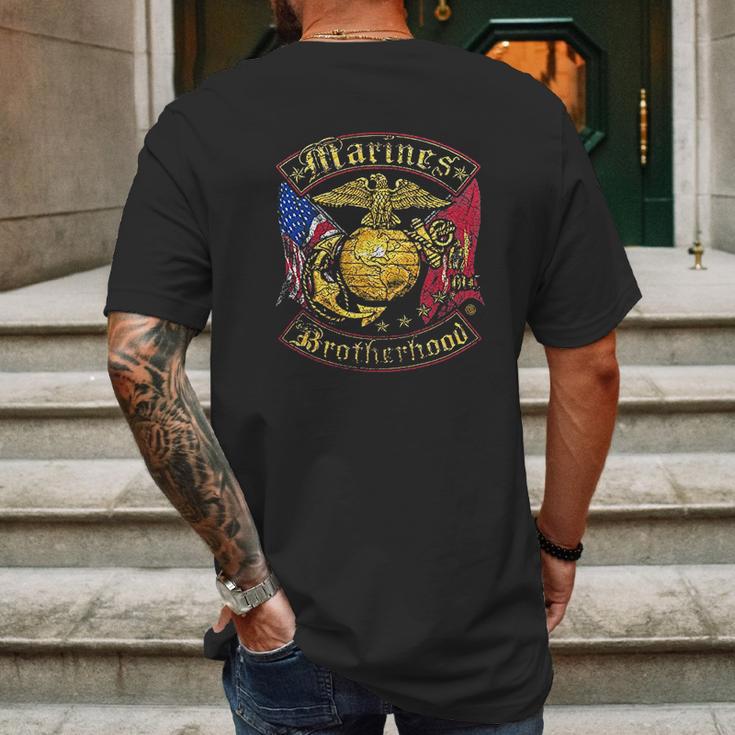 Usmc Marines Double Flag Mens Back Print T-shirt Gifts for Men