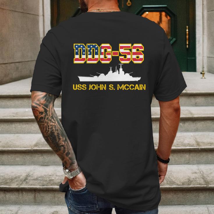 Uss John Mccain Ddg-56 Usa Flag Graphic Design Printed Casual Daily Basic Mens Back Print T-shirt Gifts for Men