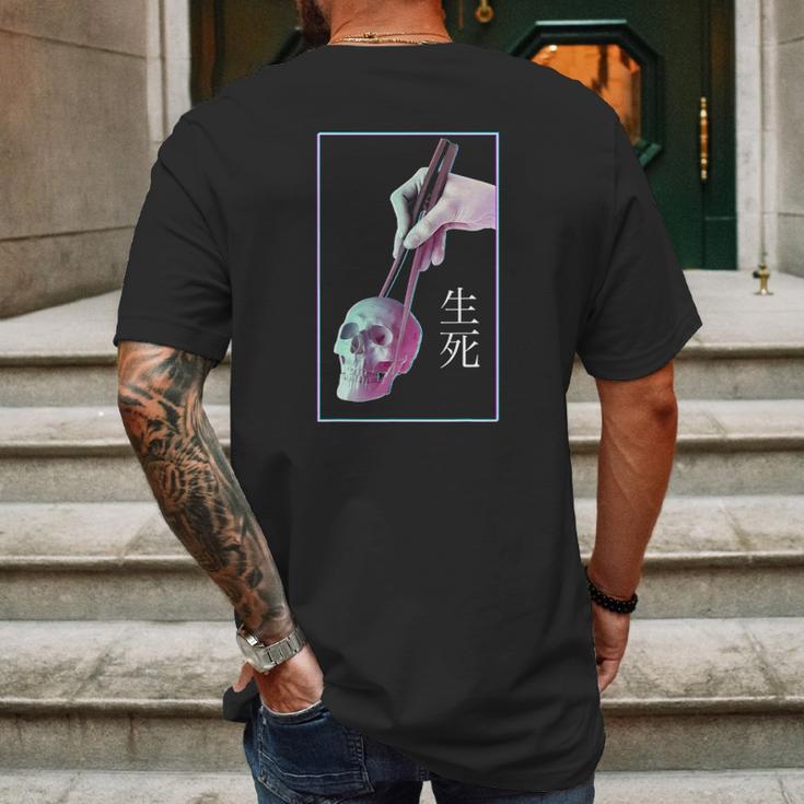 Vaporwave Aesthetic Chopsticks & Skull Pastel Goth Halloween Mens Back Print T-shirt Gifts for Men