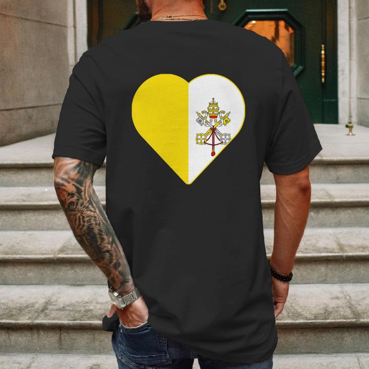 Vatican City Flag Heart Mens Back Print T-shirt Gifts for Men