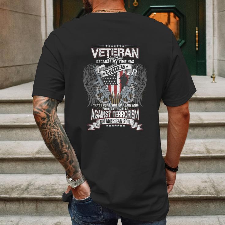 Veteran On American Soil Graphic Design Printed Casual Daily Basic Mens Back Print T-shirt Gifts for Men