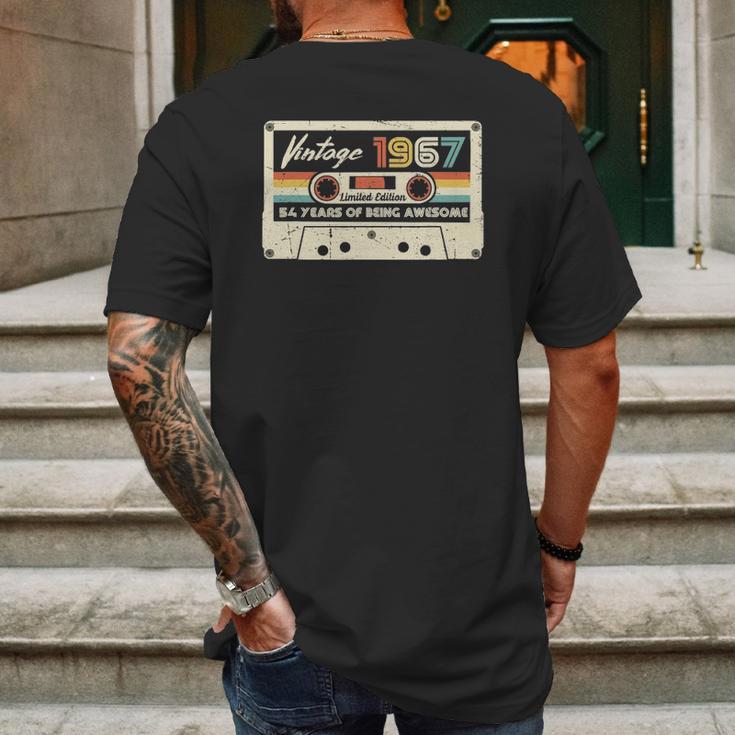 Vintage 1967 Retro Cassette 55Th Birthday 55 Years Old Mens Back Print T-shirt Gifts for Men