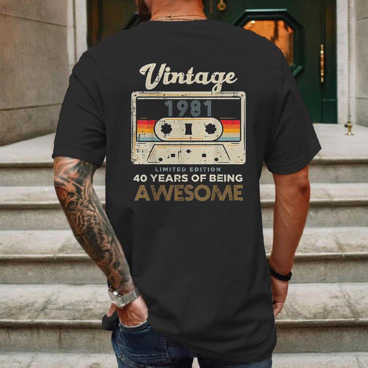 Vintage 1981 Cassette Tape 40 Awesome 40Th Birthday Gift Mens Back Print T-shirt Gifts for Men