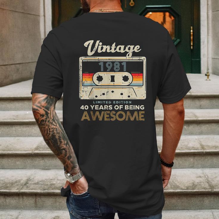 Vintage 1981 Cassette Tape 41 Awesome 41St Birthday Gift Mens Back Print T-shirt Gifts for Men