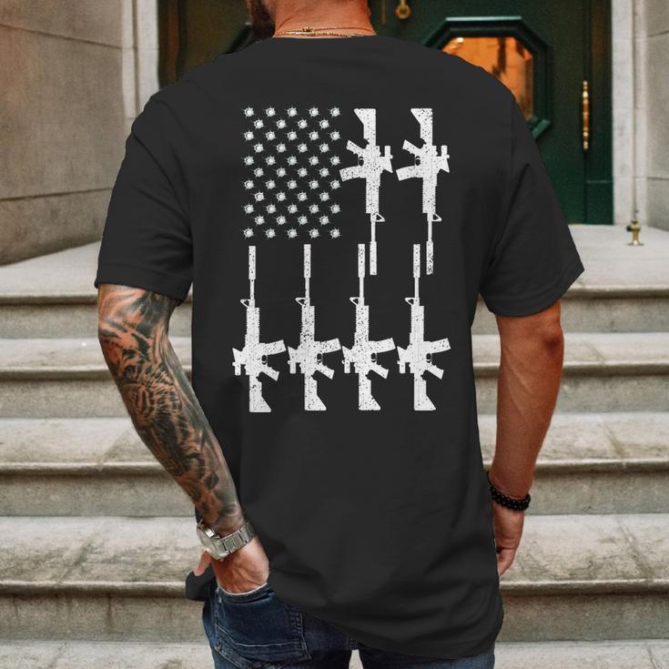 Vintage American Gun Rifle Usa Flag Mens Back Print T-shirt Gifts for Men