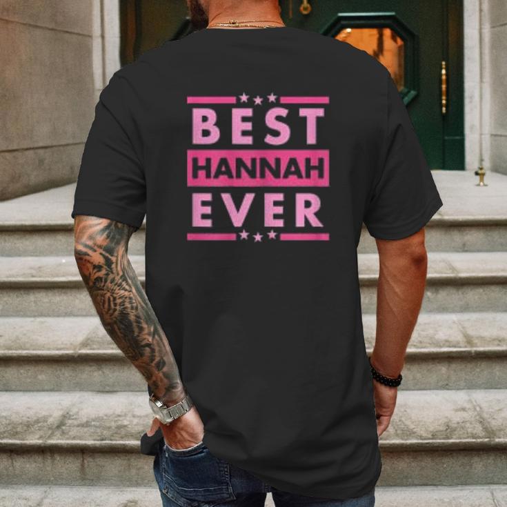 Vintage Best Hannah Ever Worlds Greatest Hannah Mens Back Print T-shirt Gifts for Men