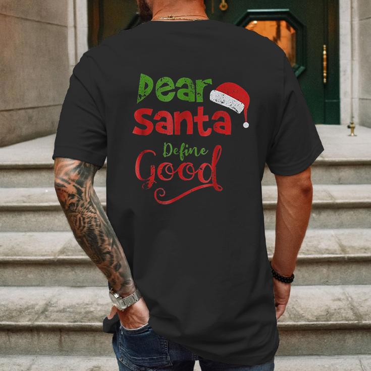 Vintage Dear Santa Define Good Mens Back Print T-shirt Gifts for Men